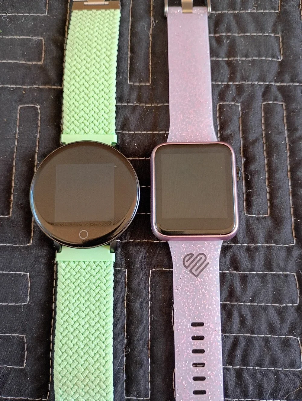 Justice Mint Green Braided and Light Pink Silicone Smartwatch Straps